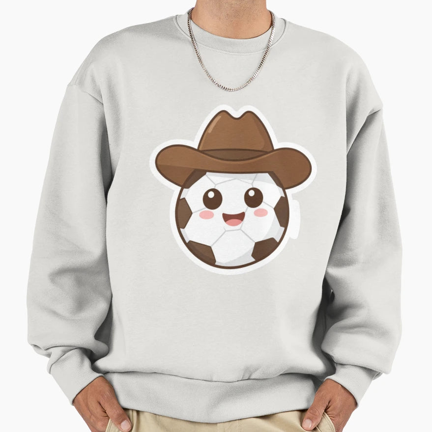 Kawaii Cowboy Soccer Ball Sweatshirt - Unique Graphic Men Women - T-Shirt, Sweatshirt, Hoodie