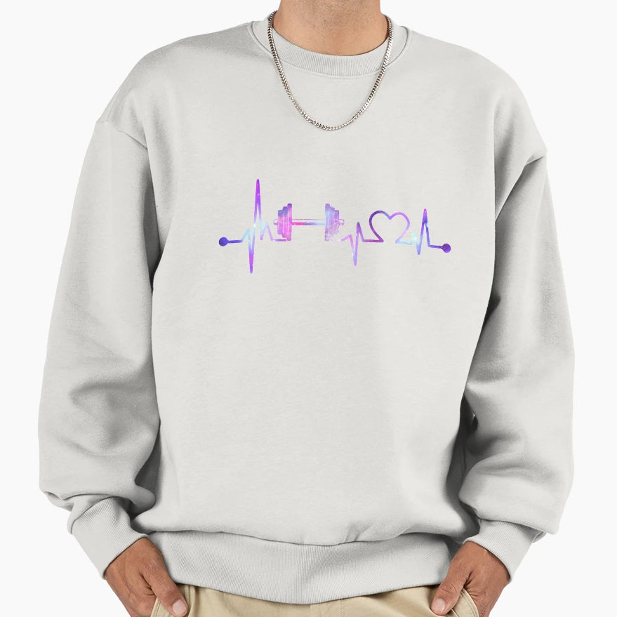 Weightlifting Heartbeat Galaxy Sweatshirt - Novelty Apparel for Adults - T-Shirt, Sweatshirt, Hoodie