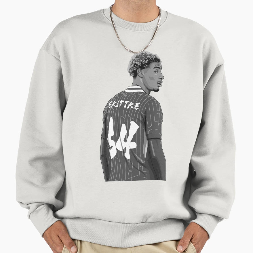 Hugo Ekitike Black And White Sweatshirt - Minimalist Print for Adults - T-Shirt, Sweatshirt, Hoodie