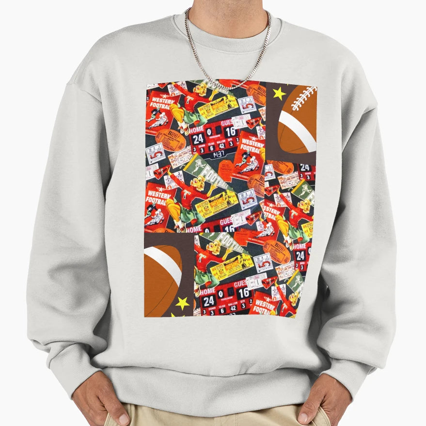 Football Game Patterns Sweatshirt - Minimalist Print for Adults - T-Shirt, Sweatshirt, Hoodie