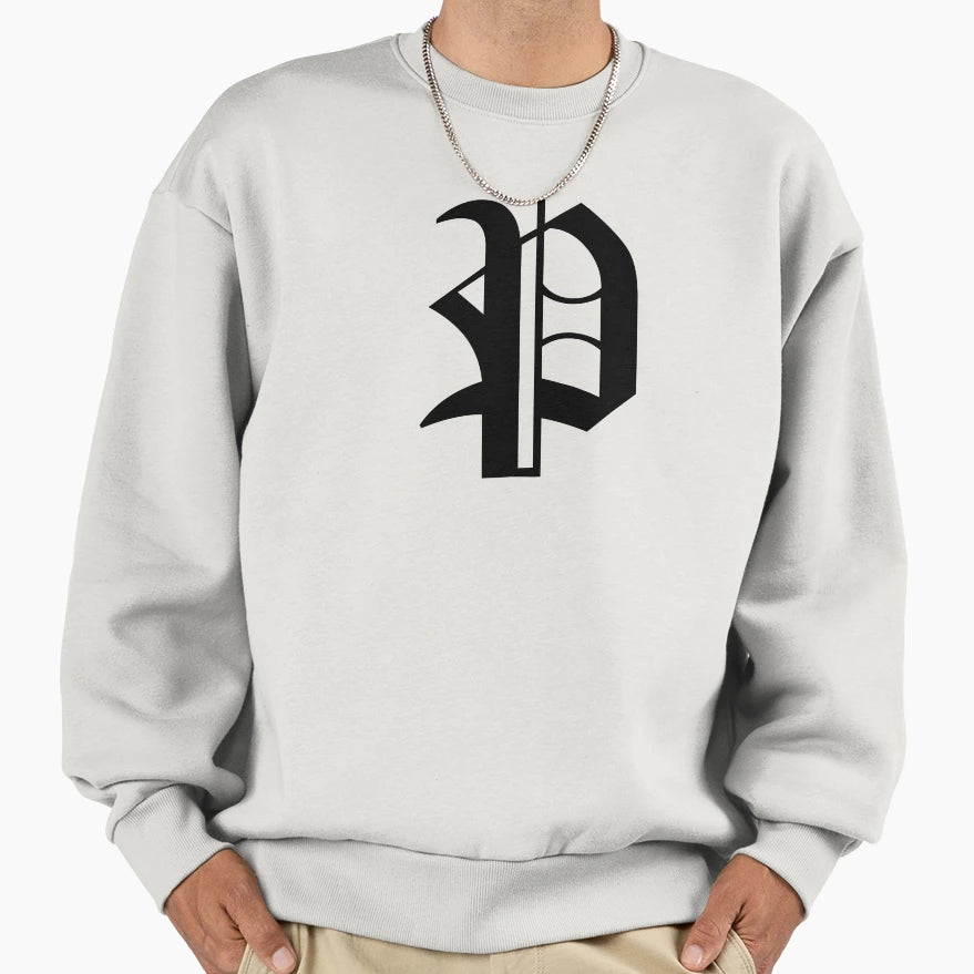P Old English Initial Black Letter P Sweatshirt - Custom Art Print Unisex - T-Shirt, Sweatshirt, Hoodie