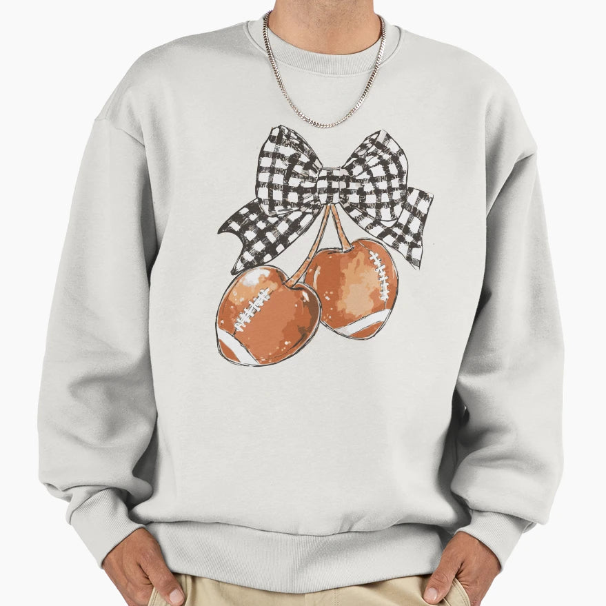 Football Checkered Coquette Sweatshirt - Casual Everyday Wear for Adults - T-Shirt, Sweatshirt, Hoodie