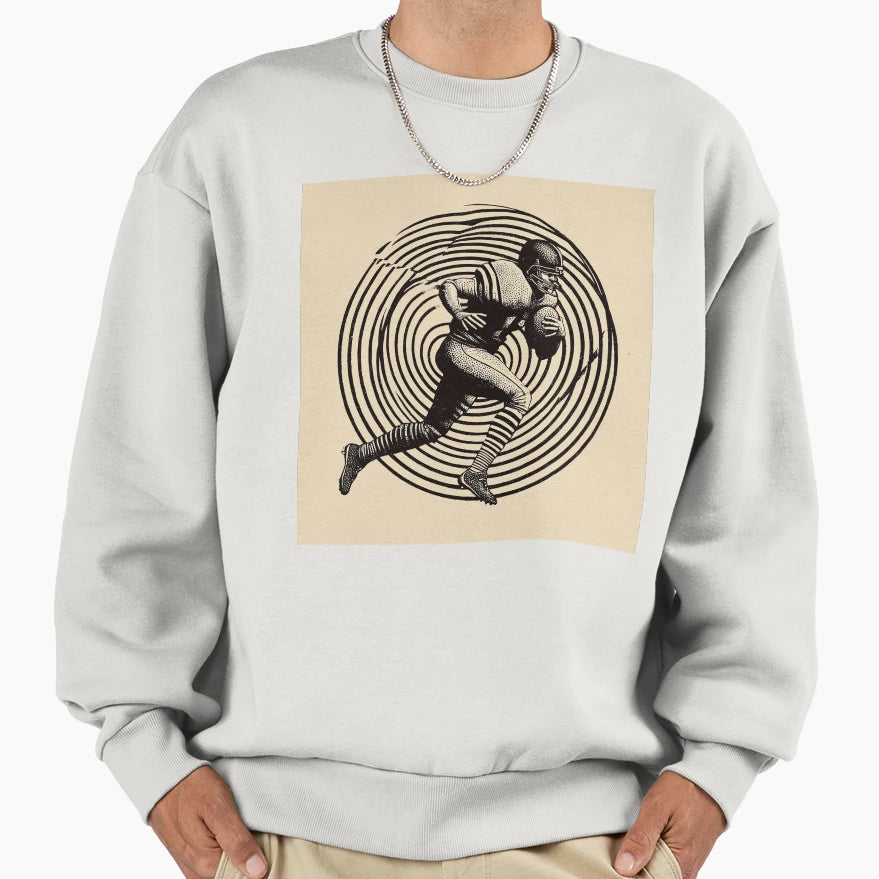 Football Player Motion Sweatshirt - Unique Graphic for Adults - T-Shirt, Sweatshirt, Hoodie
