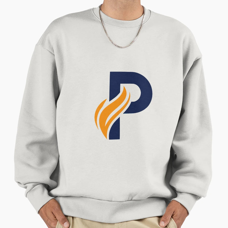 Illustration Letter P Flaming Fire Sweatshirt - Trendy Graphic Men Women - T-Shirt, Sweatshirt, Hoodie