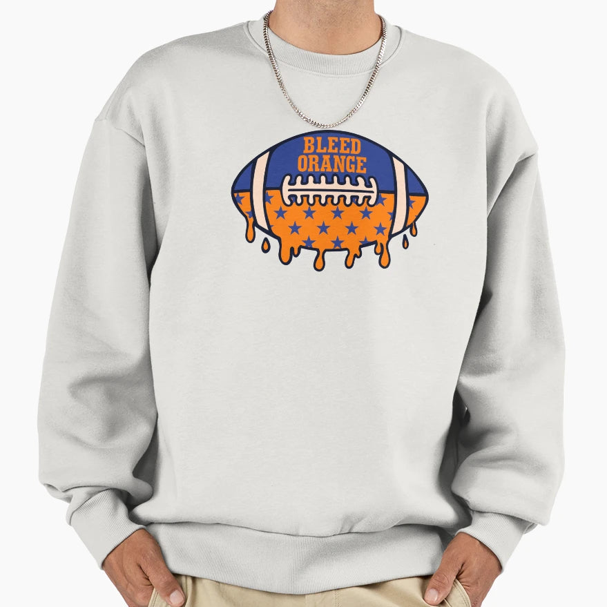Bleed Orange Drip Football Sweatshirt - Trendy Graphic Men Women - T-Shirt, Sweatshirt, Hoodie