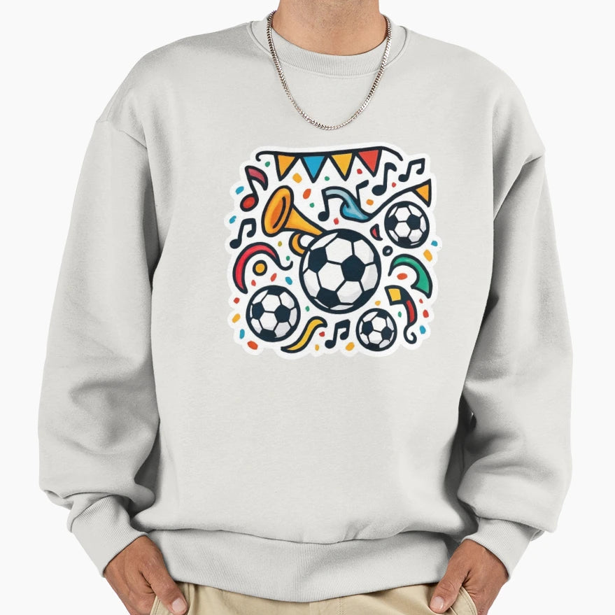 Cartoon Football Celebration Joyful Sweatshirt - Unique Graphic for Adults - T-Shirt, Sweatshirt, Hoodie