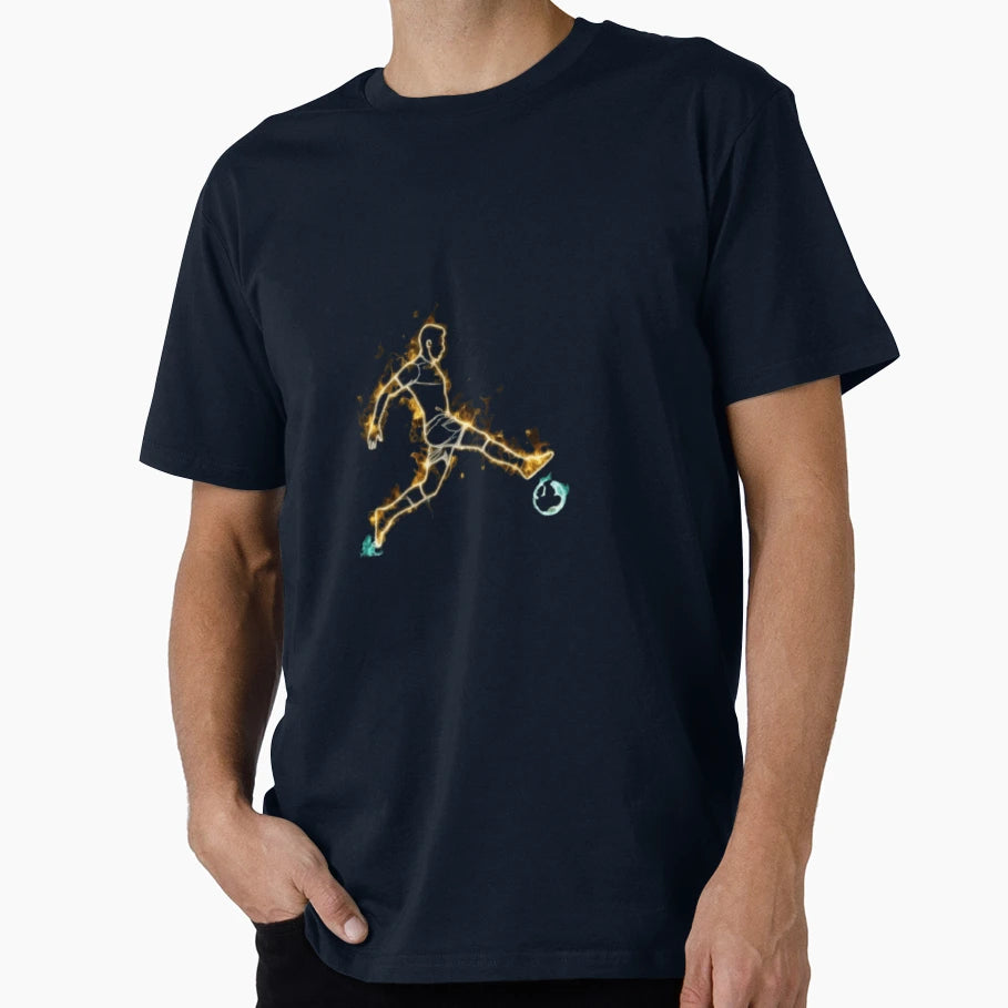 Burning Gold Neon Soccer Kick T-Shirt - Custom Art Print for Adults - T-Shirt, Sweatshirt, Hoodie
