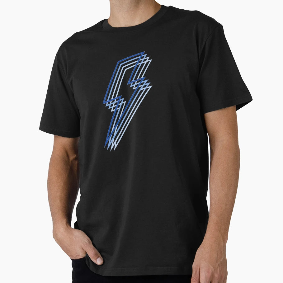Electric Blue Lightning Bolt Outline T-Shirt - Custom Art Print Unisex - T-Shirt, Sweatshirt, Hoodie