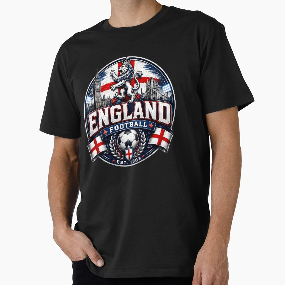 England Football Badge Logo Hardcore T-Shirt - Custom Art Print Men Women - T-Shirt, Sweatshirt, Hoodie