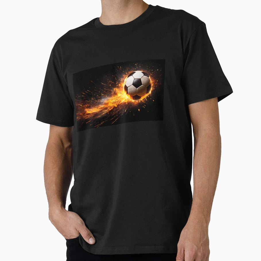 Soccer Ball Fire Effect T-Shirt - Streetwear Style Unisex - T-Shirt, Sweatshirt, Hoodie