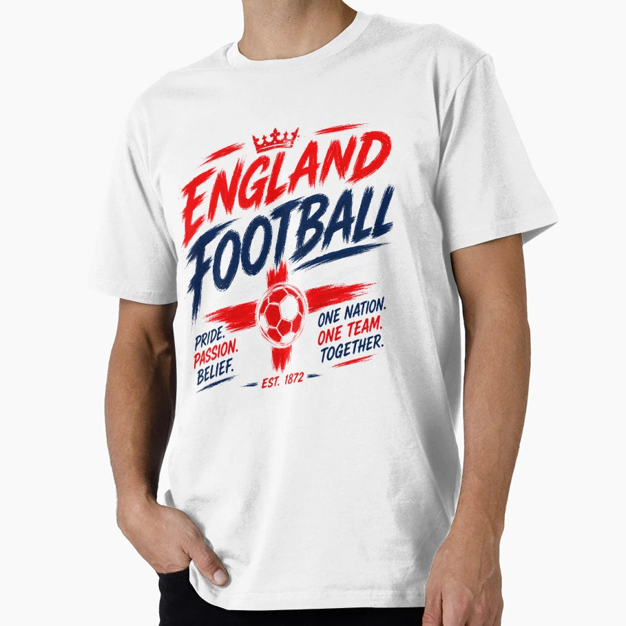 England Football Typography National T-Shirt - Graphic Print for Adults - T-Shirt, Sweatshirt, Hoodie