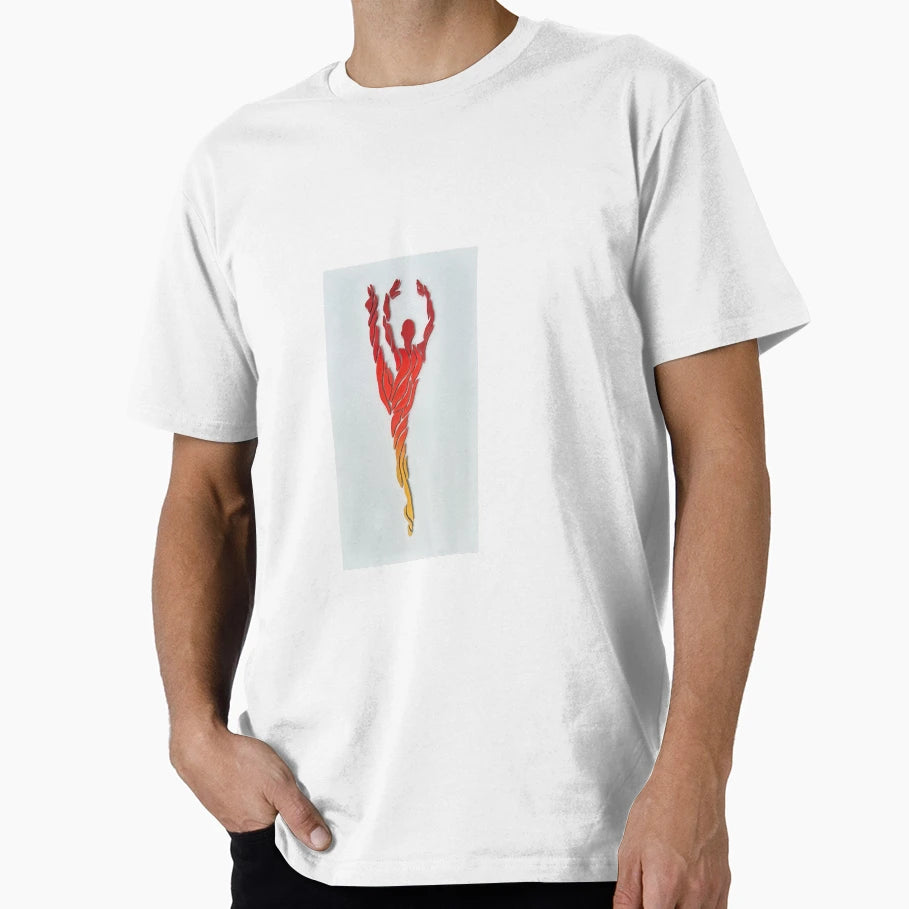 Flaming Gymnast White Background T-Shirt - Minimalist Print for Adults - T-Shirt, Sweatshirt, Hoodie
