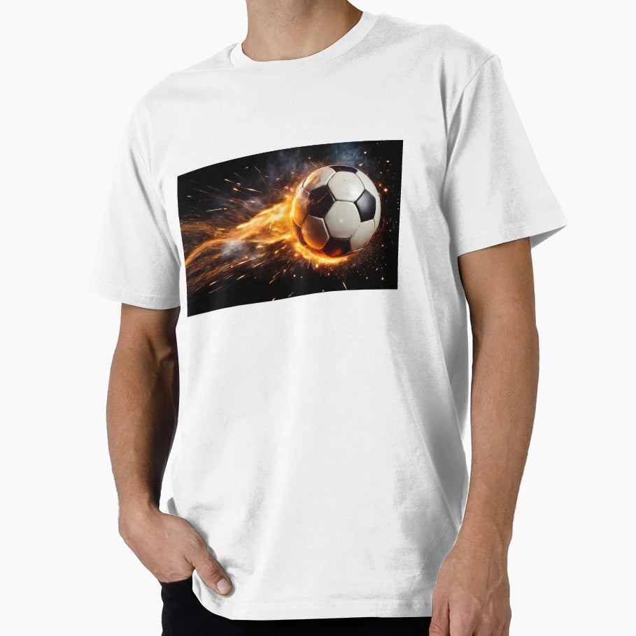 Soccer Ball Fire Effect And Sparks T-Shirt - Graphic Print Unisex - T-Shirt, Sweatshirt, Hoodie
