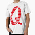 Monogram Letter Q Red Stripe T-Shirt - Streetwear Style for Adults - T-Shirt, Sweatshirt, Hoodie