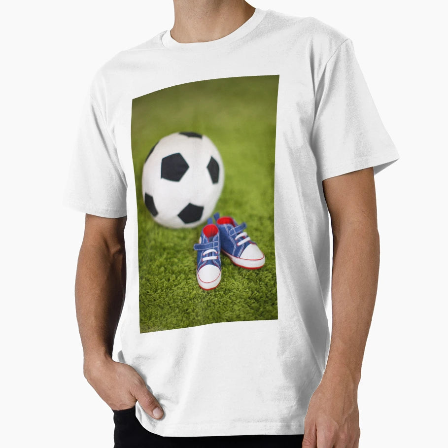Close Up Small Sneakers And Soccer T-Shirt - Minimalist Print Men Women - T-Shirt, Sweatshirt, Hoodie