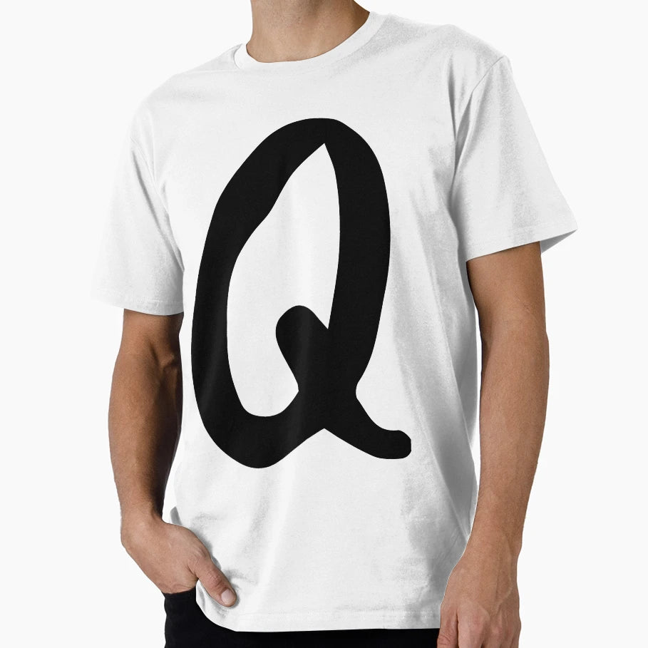 Monogram Letter Q Black T-Shirt - Minimalist Print Unisex - T-Shirt, Sweatshirt, Hoodie