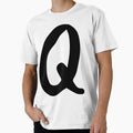 Monogram Letter Q Black T-Shirt - Minimalist Print Unisex - T-Shirt, Sweatshirt, Hoodie