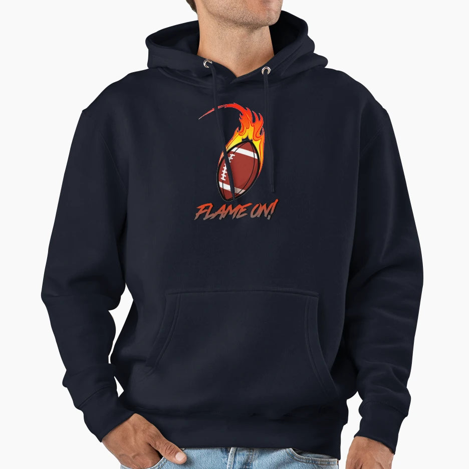 Flame American Football Hoodie - Custom Art Print Men Women - T-Shirt, Sweatshirt, Hoodie