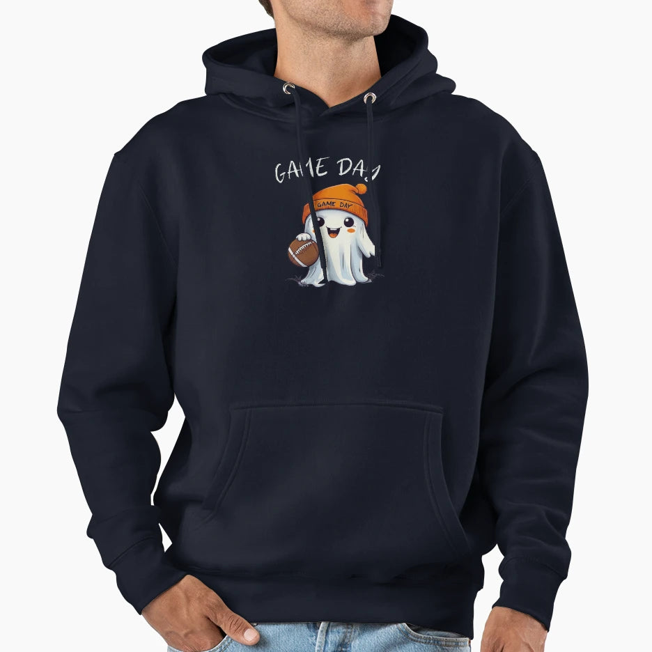 Football Game Day Ghost Halloween Hoodie - Unique Graphic Men Women - T-Shirt, Sweatshirt, Hoodie