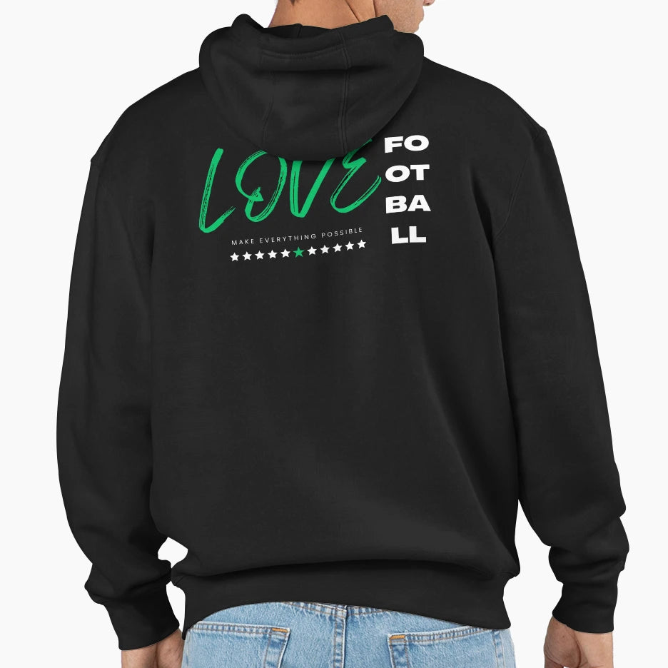 Love Football Green Hoodie - Trendy Graphic Men Women - T-Shirt, Sweatshirt, Hoodie