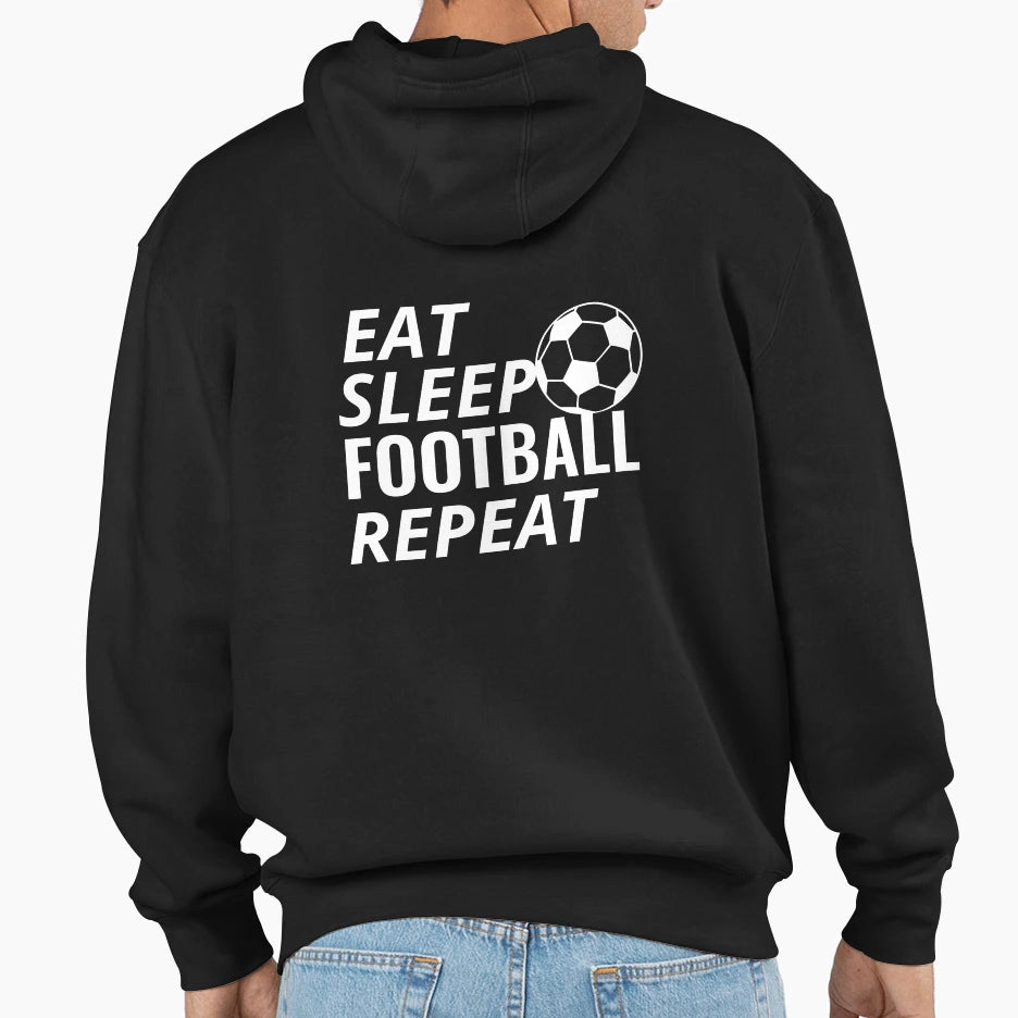 Eat Sleep Football Repeat Hoodie - Minimalist Print for Adults - T-Shirt, Sweatshirt, Hoodie
