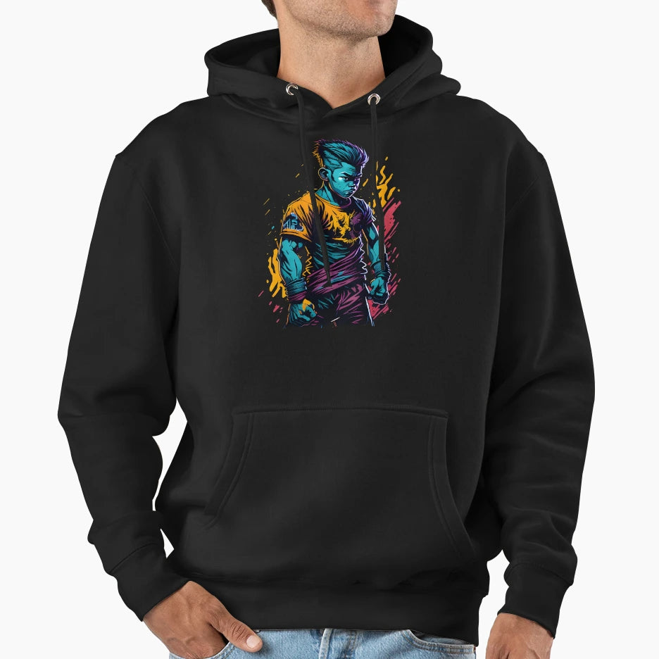 Courageous Fighter Inspiring Digital Art Hoodie - Streetwear Style Unisex - T-Shirt, Sweatshirt, Hoodie