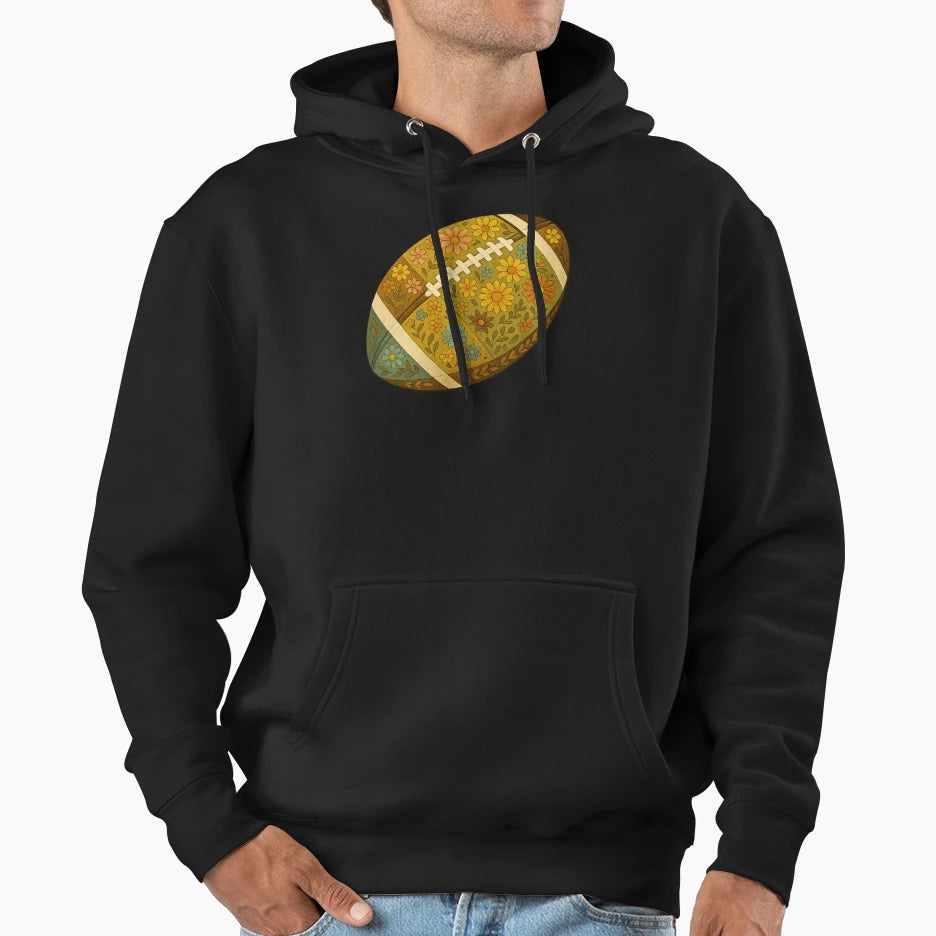 Floral Football Autumn Boho Game Day Art Hoodie - Graphic Print Men Women - T-Shirt, Sweatshirt, Hoodie