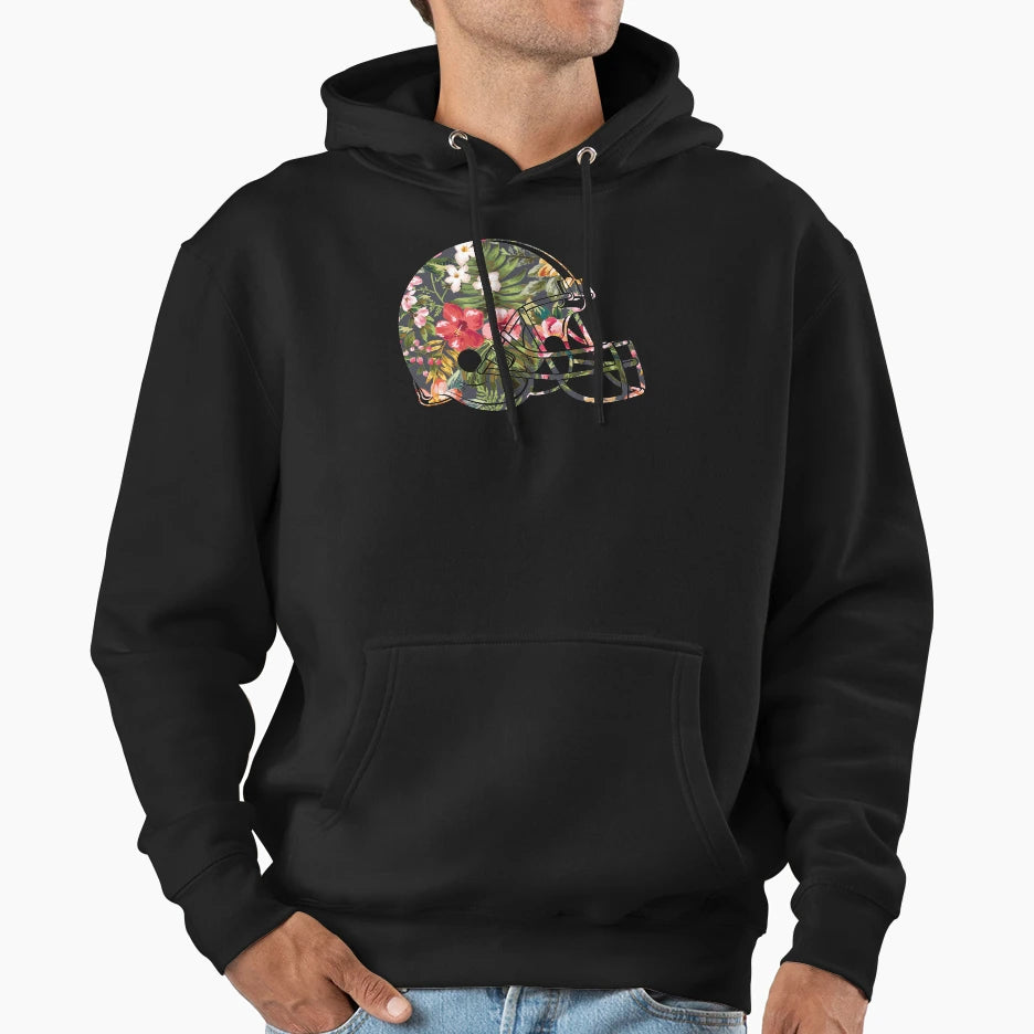 Tropical Floral Football Helmet Hoodie - Casual Everyday Wear for Adults - T-Shirt, Sweatshirt, Hoodie