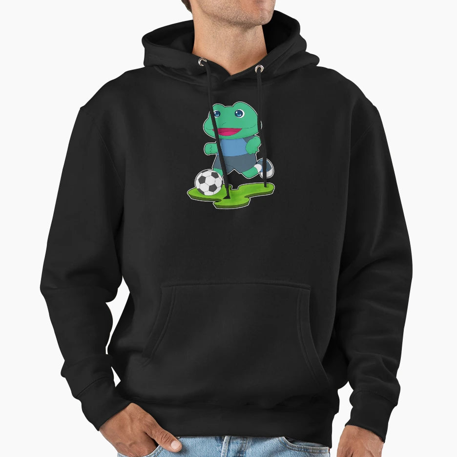 Frog Soccer Player Soccer Hoodie - Graphic Print Men Women - T-Shirt, Sweatshirt, Hoodie