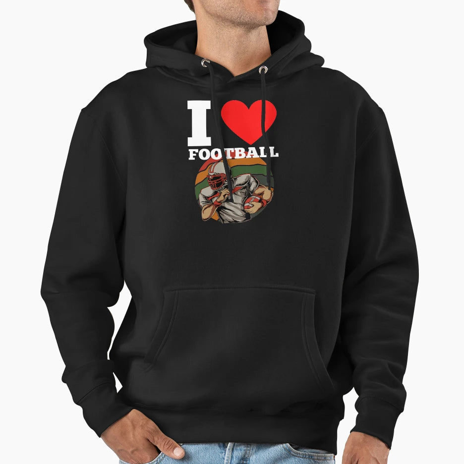 I Love American Football Heart Hoodie - Custom Art Print for Adults - T-Shirt, Sweatshirt, Hoodie