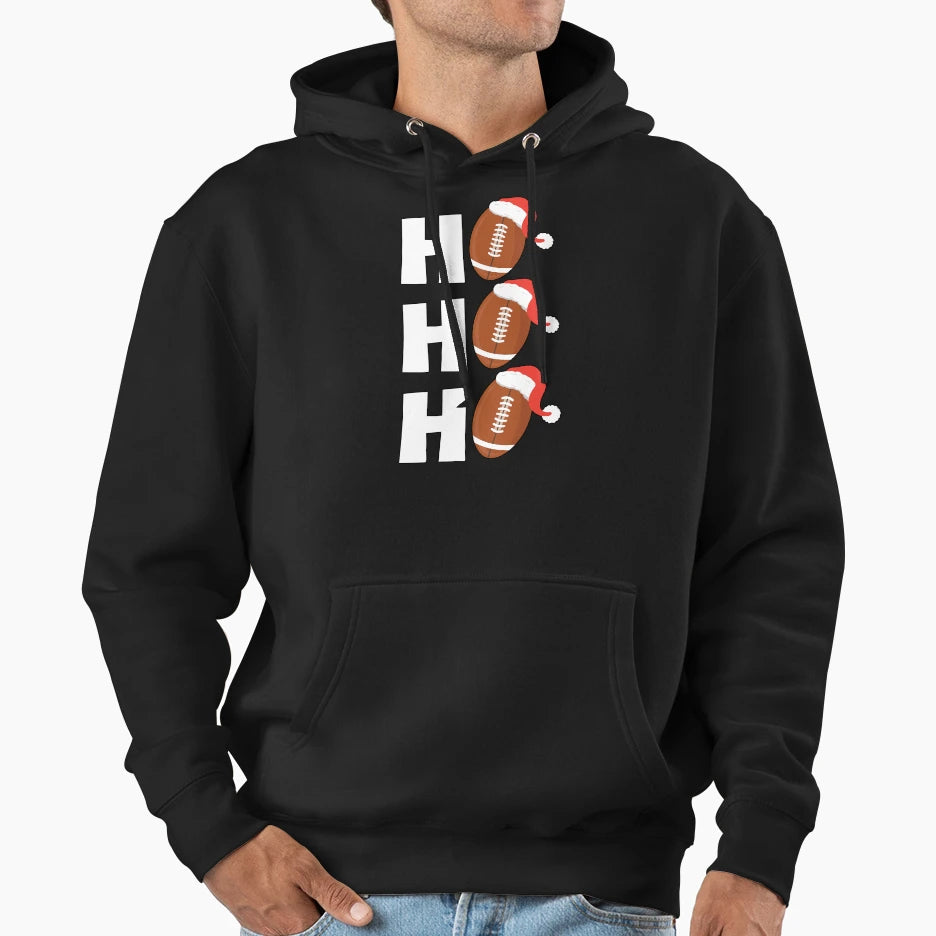 Ho Ho Ho Football Chritsmas Hoodie - Minimalist Print Men Women - T-Shirt, Sweatshirt, Hoodie
