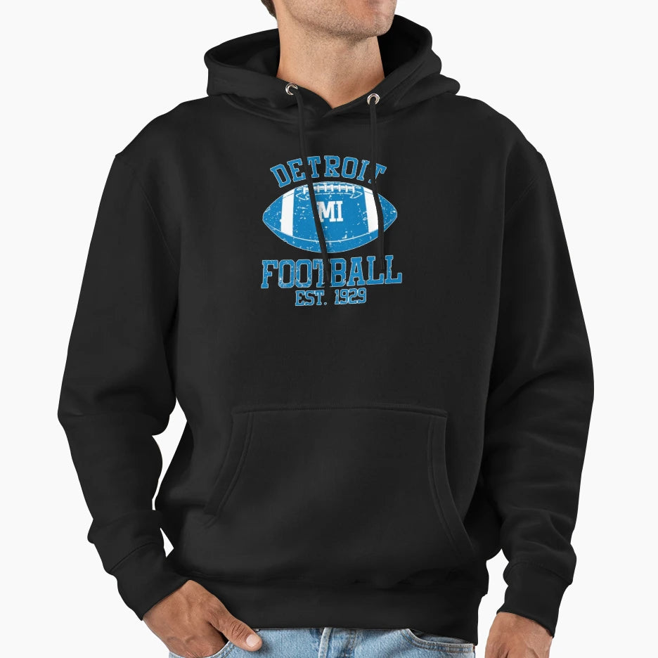 Detroit Football 9 Hoodie - Fun Novelty Design Unisex - T-Shirt, Sweatshirt, Hoodie