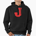 Alphabet Red J Sports Letter J Hoodie - Unique Graphic Unisex - T-Shirt, Sweatshirt, Hoodie