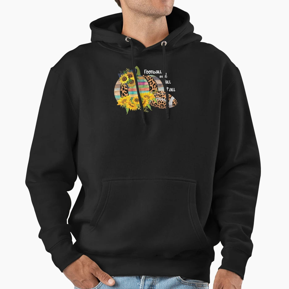 Happy Football And Fall Yall Hoodie - Minimalist Print for Adults - T-Shirt, Sweatshirt, Hoodie