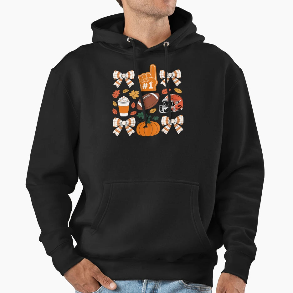 Football Pumpkin Season Thanksgiving Hoodie - Novelty Apparel Unisex - T-Shirt, Sweatshirt, Hoodie