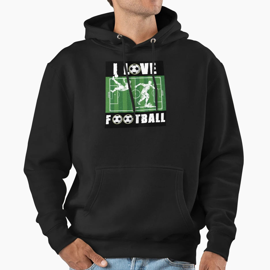 I Love Football Hoodie - Fun Novelty Design Men Women - T-Shirt, Sweatshirt, Hoodie