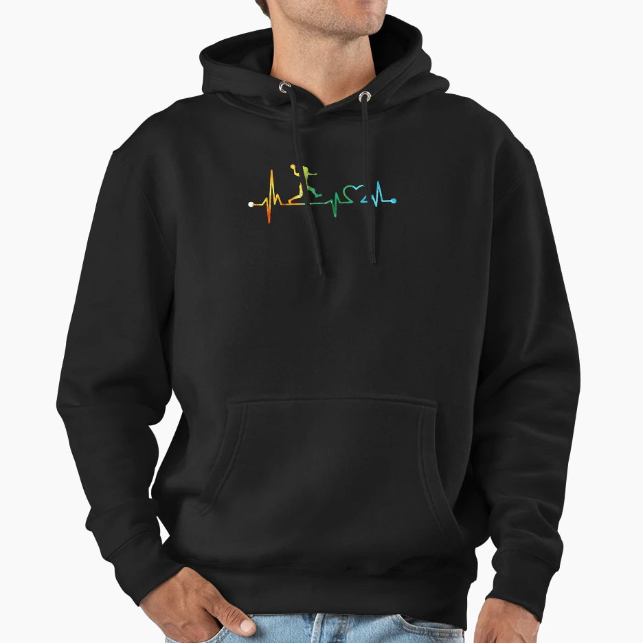 Handball Heartbeat Watercolor Hoodie - Minimalist Print Men Women - T-Shirt, Sweatshirt, Hoodie