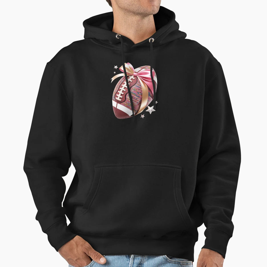 Coquette Bow Football Player American Hoodie - Trendy Graphic for Adults - T-Shirt, Sweatshirt, Hoodie