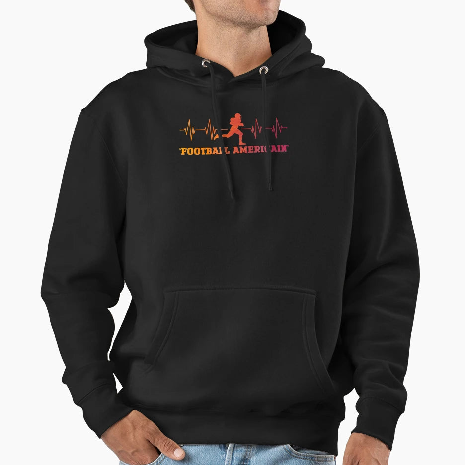 Football Americain Heartbeat Hoodie - Aesthetic Graphic Men Women - T-Shirt, Sweatshirt, Hoodie