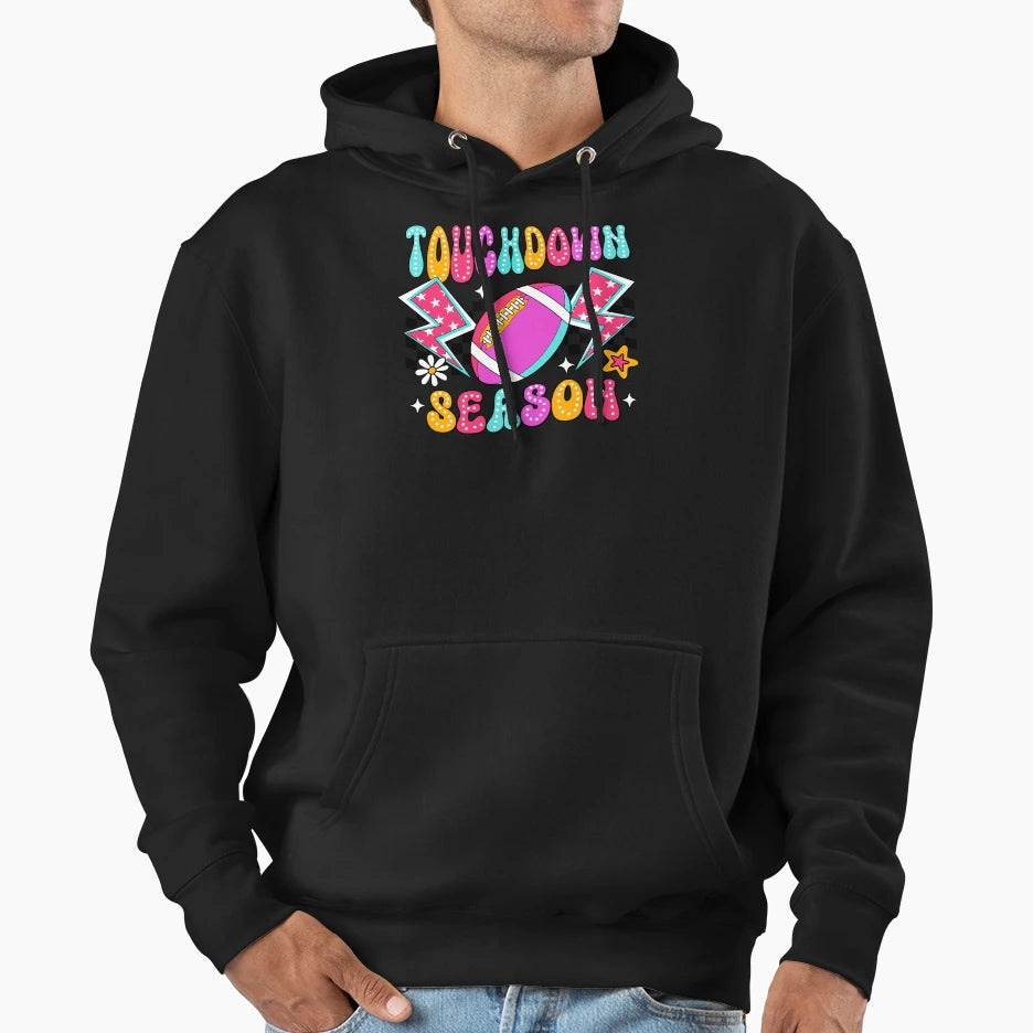 Colorful Touchdown Season Hoodie - Graphic Print Men Women - T-Shirt, Sweatshirt, Hoodie