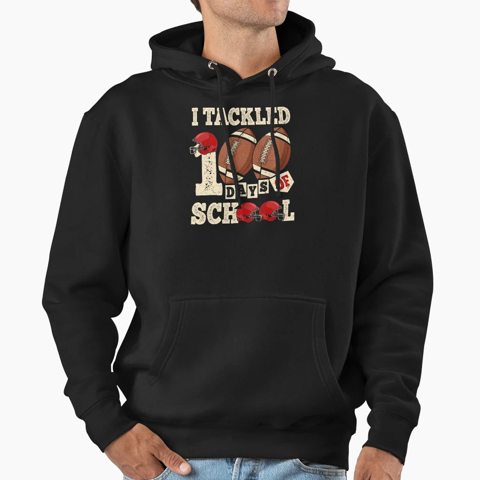100 Days School 100Th Day School Football Hoodie - Novelty Apparel Unisex - T-Shirt, Sweatshirt, Hoodie