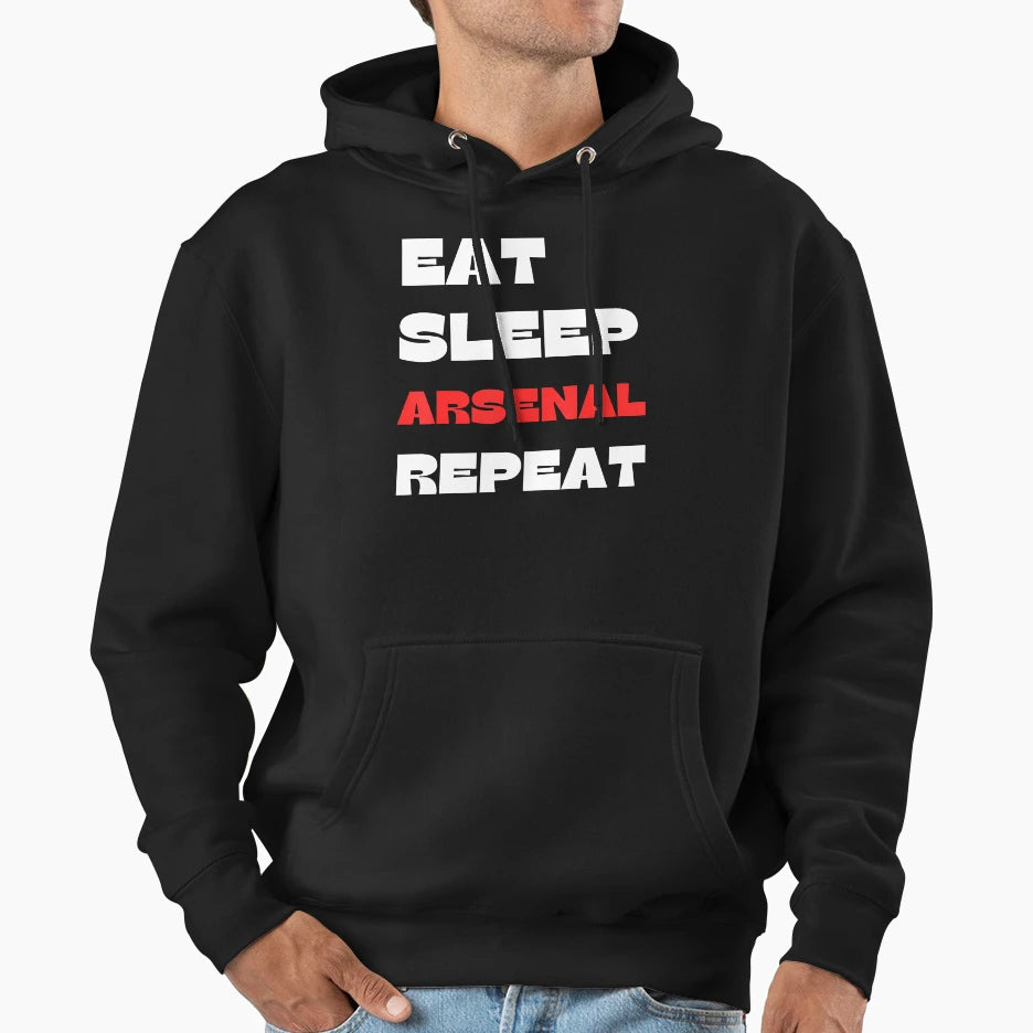 Eat Sleep Arsenal Repeat Hoodie - Minimalist Print Men Women - T-Shirt, Sweatshirt, Hoodie