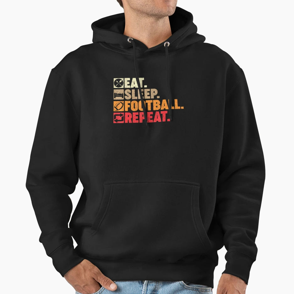 Eat Sleep American Football Repeat Ns Hoodie - Graphic Print for Adults - T-Shirt, Sweatshirt, Hoodie