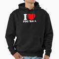 I Love Football Red Heart Football Hoodie - Trendy Graphic for Adults - T-Shirt, Sweatshirt, Hoodie
