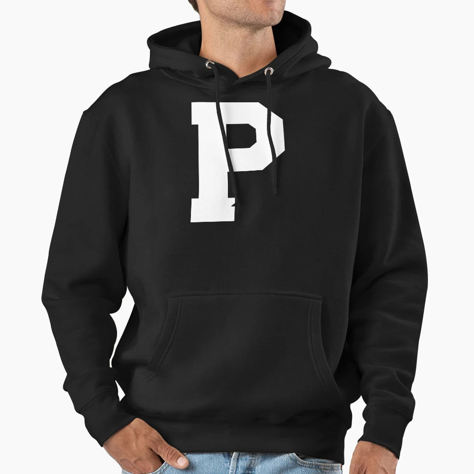 Alphabet White P Sports Letter P Hoodie - Aesthetic Graphic Men Women - T-Shirt, Sweatshirt, Hoodie