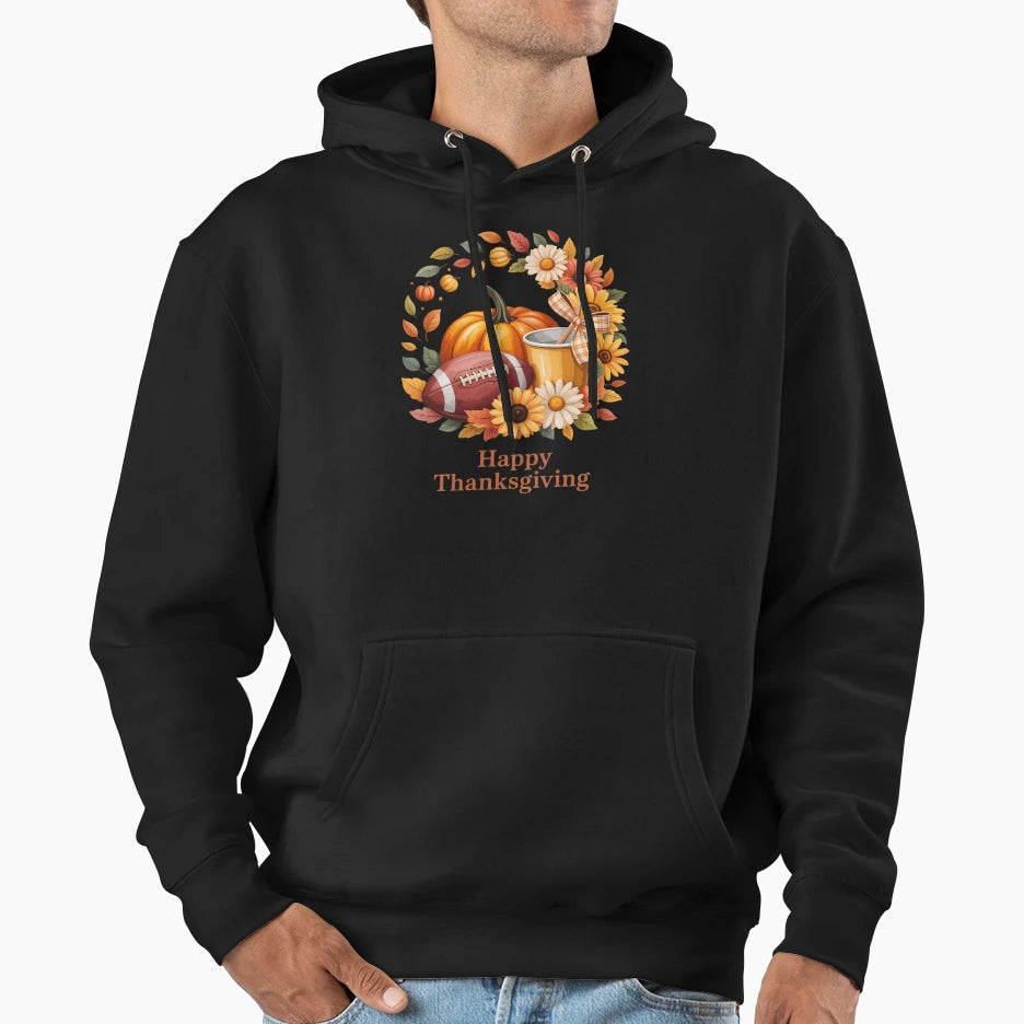 Tis Season Fall Autumn Football Pumpkin Hoodie - Graphic Print Men Women - T-Shirt, Sweatshirt, Hoodie