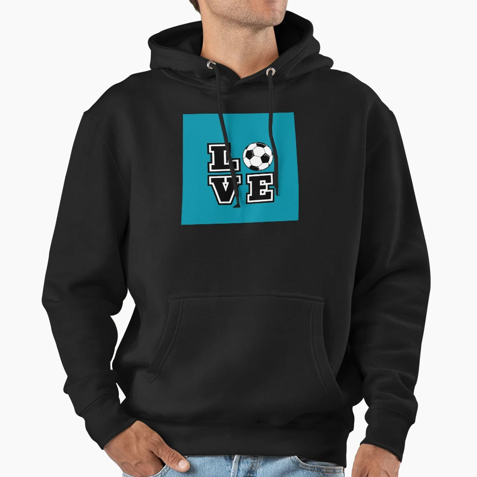 I Love Soccer Text Chiffon Hoodie - Streetwear Style for Adults - T-Shirt, Sweatshirt, Hoodie