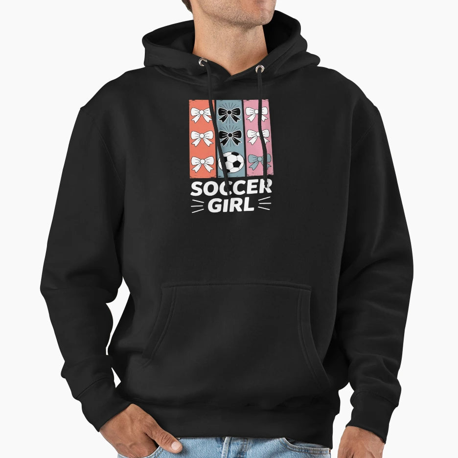 Soccer Coquette Bow Soccer Soccer Hoodie - Minimalist Print for Adults - T-Shirt, Sweatshirt, Hoodie