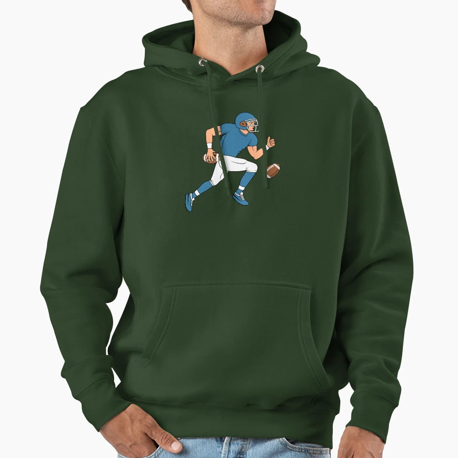American Football Cartoon Hoodie - Minimalist Print for Adults - T-Shirt, Sweatshirt, Hoodie