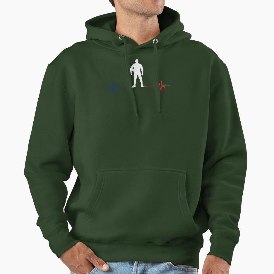 Rugby Heartbeat Hoodie - Casual Everyday Wear for Adults - T-Shirt, Sweatshirt, Hoodie